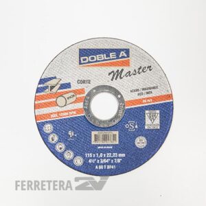 Disco de corte recto DOBLE A Master Acero 115 x 1 x 22*