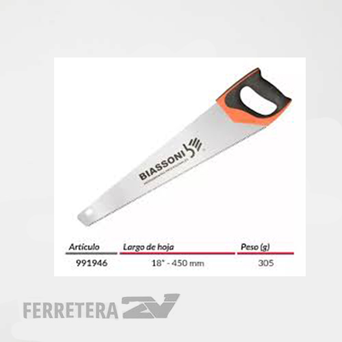Serrucho carpintero Premiunm 18"(450) 991946  Biassoni *