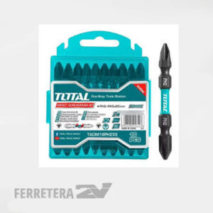 Set 10 puntas PH2 65mm. dobles P/Atornillador de impacto TACIM16PH233 TOTAL *