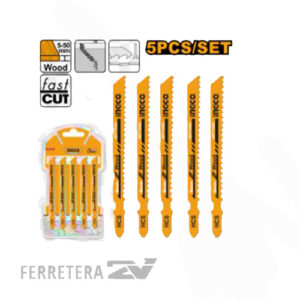 Hoja Sierra p/ Caladora blister x 5 74mm. 6tpi madera JBT144D*