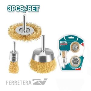 SET DE 3 CEPILLOS DE BRONCE RIZADO PARA TALADRO TOTAL TAC 310031*