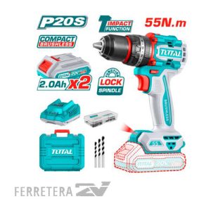 Taladro Percutor 20V BL 2000rmp Total (maletin,cargador y 2 baterias) *