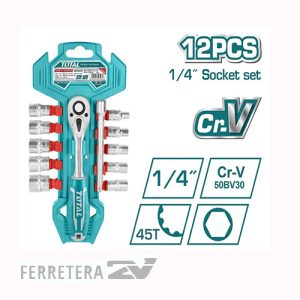 Set llave y Bocallave 12 pcs 1/4 INDUSTRIAL TOTAL  *