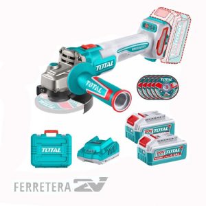 Amoladora Angular 20v BL 900W 115mm. industrial total(Maletin,cargador y2baterias) *