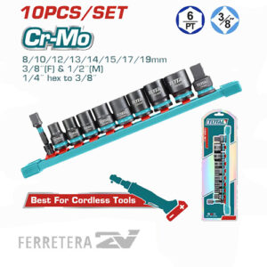 Set De 10 Accesorios Para Llave Crique Industrial Total THTISD38104*