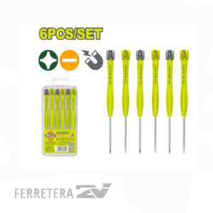 Set de 6 Destornilladores de Precision Cr-V DTSS2B06 DYLLUY*