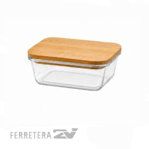 CONTENEDOR HERMETICO RECTANGULAR 1040 ML TAPA BAMBU*