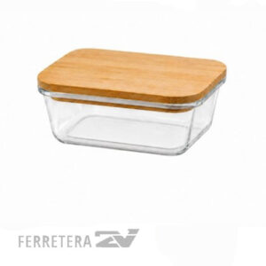 CONTENEDOR HERMETICO RECTANGULAR 1480 ML TAPA BAMBU*
