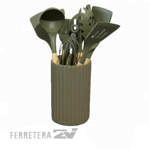 SET X 12 PZAS DE UTENSILIOS . DE SILICONA VERDE *