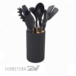 SET X 12 PZAS DE UTENSILIOS . DE SILICONA NEGRO *