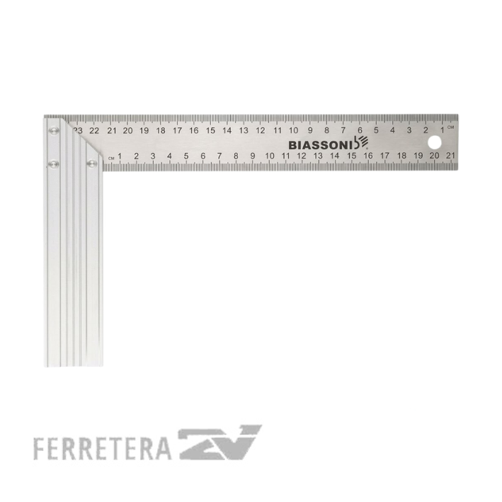 Escuadra carpintero hoja acero inox. mango alum. 25cm. 992943 Biassoni*