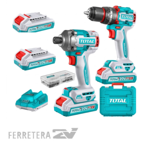 KIT TALADRO PERCUTOR + ATORNILLADOR DE IMPACTO INDUSTRIAL  TOTAL*